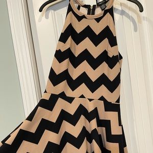 Black beige chevron dress